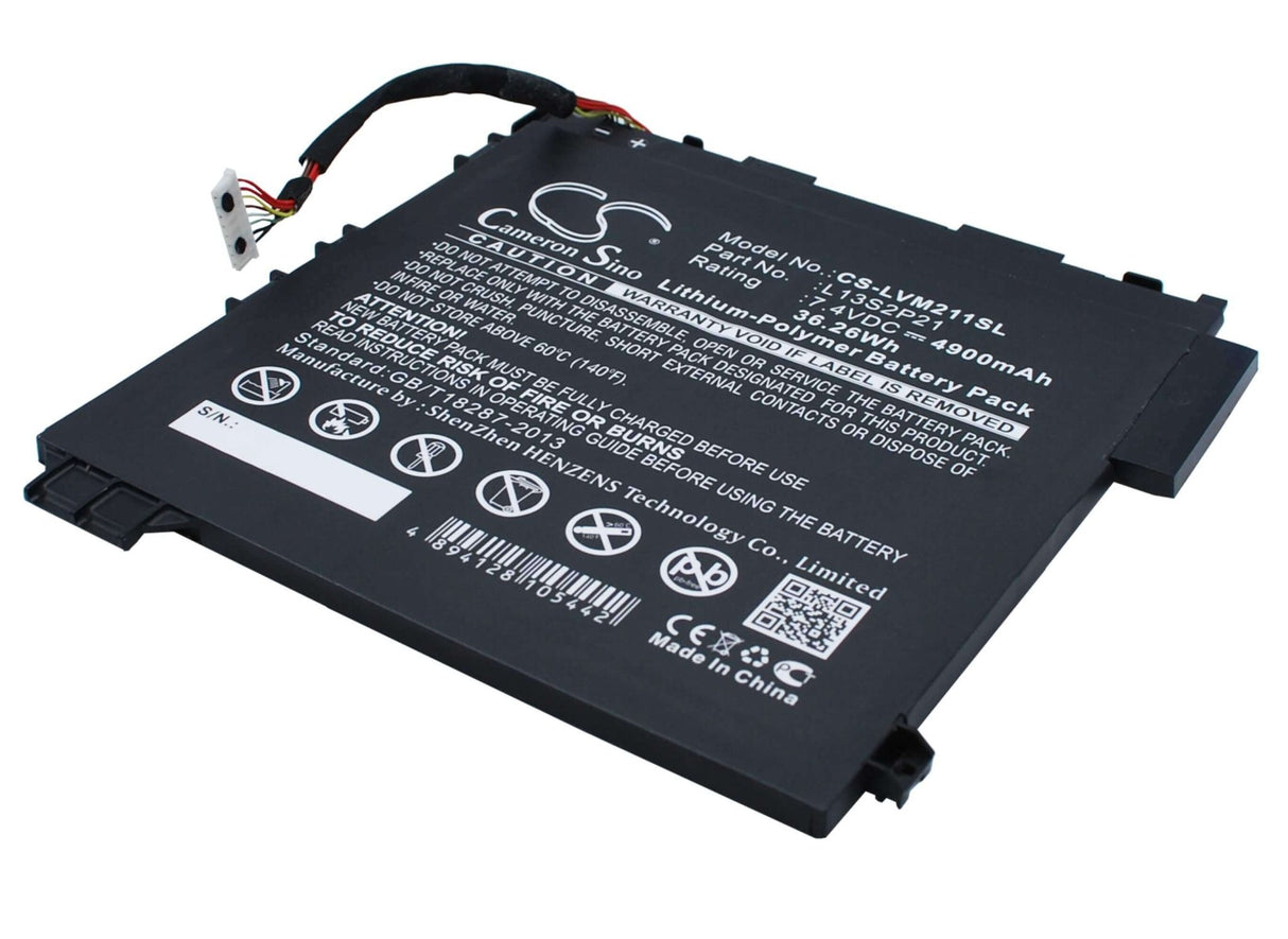 7.4V, Li-Polymer, 4900mAh, Tablet battery fits Lenovo, L13m2p23, Ideatab Miix 2 11, Miix 211-tab, 36.26Wh Tablet Cameron Sino Technology Limited (Suspended)