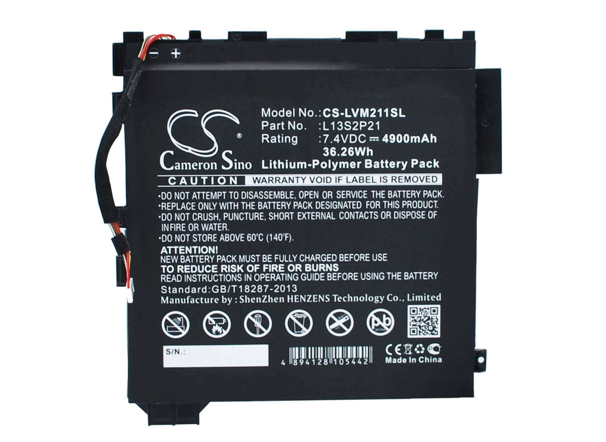 7.4V, Li-Polymer, 4900mAh, Tablet battery fits Lenovo, L13m2p23, Ideatab Miix 2 11, Miix 211-tab, 36.26Wh Tablet Cameron Sino Technology Limited (Suspended)