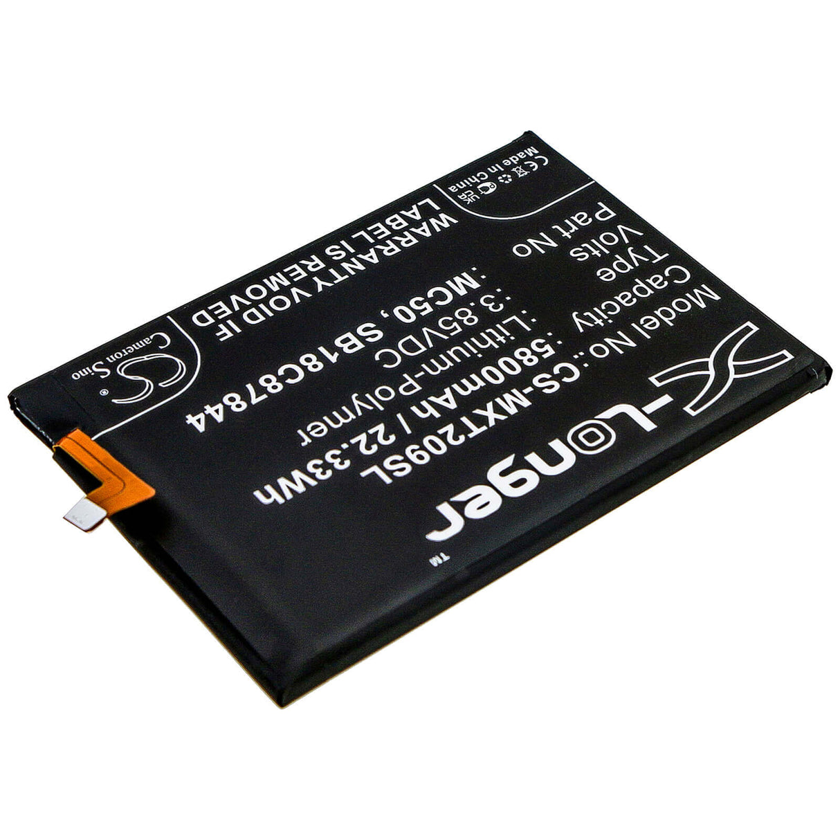 3.85V, Li-Polymer, 5800mAh, SmartPhone battery fits Lenovo, Motorola, Mc50, K12 Pro, K12 Pro 2020, 22.33Wh Mobile, SmartPhone Cameron Sino Technology Limited (Smartphone)