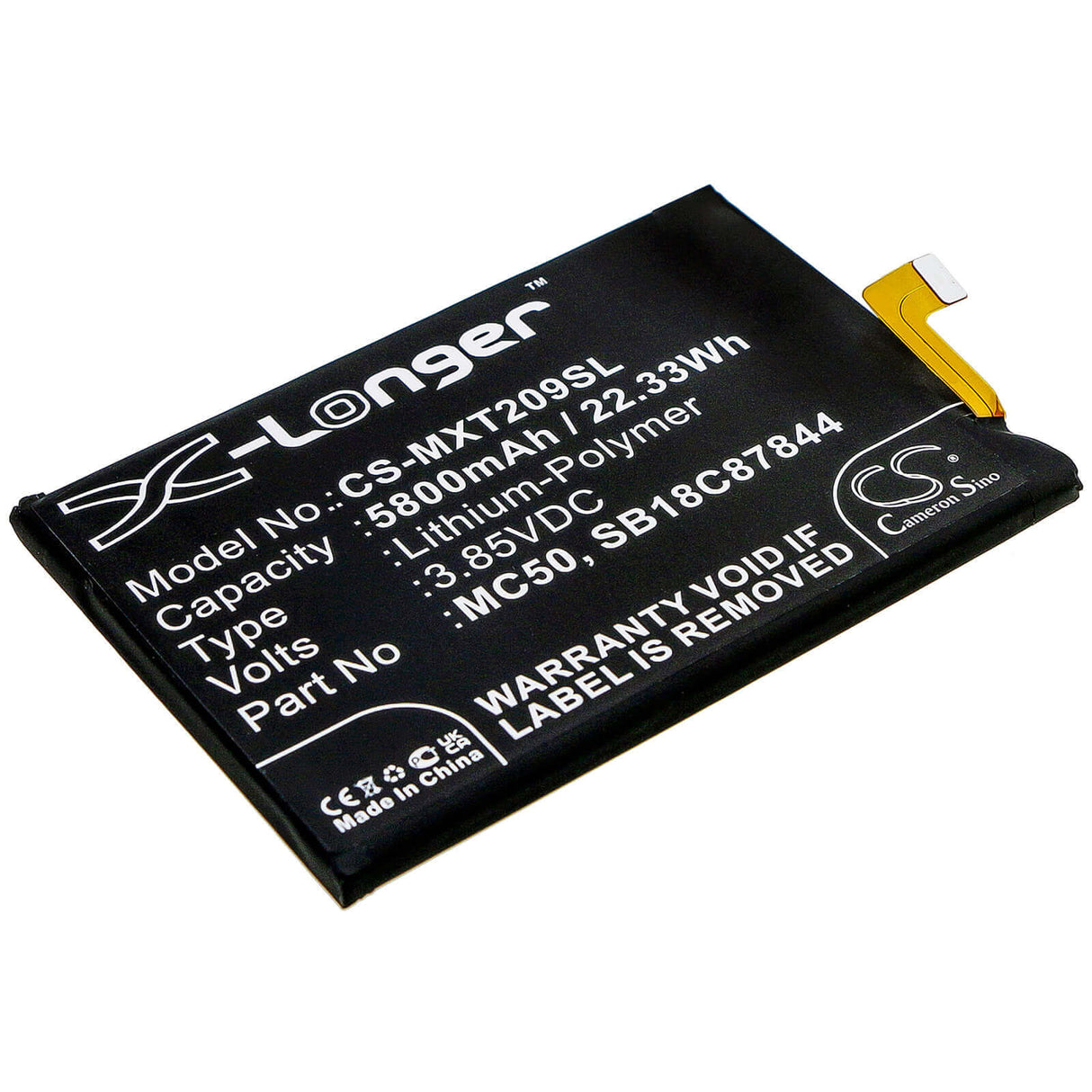 3.85V, Li-Polymer, 5800mAh, SmartPhone battery fits Lenovo, Motorola, Mc50, K12 Pro, K12 Pro 2020, 22.33Wh Mobile, SmartPhone Cameron Sino Technology Limited (Smartphone)