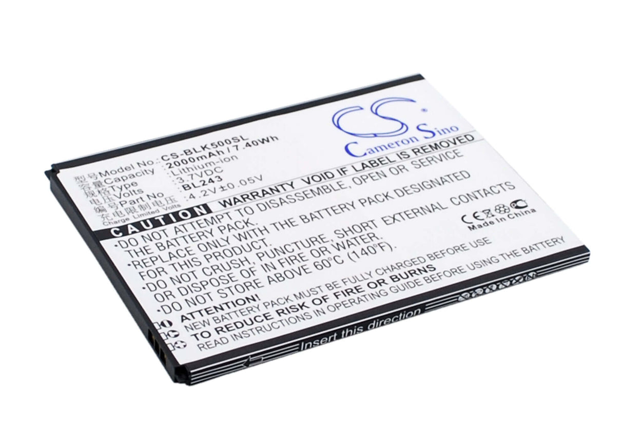 3.7V, Li-ion, 2000mAh, SmartPhone battery fits Lenovo, Bl243, K3 Note, K50-t3s, 7.4Wh Mobile, SmartPhone Cameron Sino Technology Limited (Smartphone)