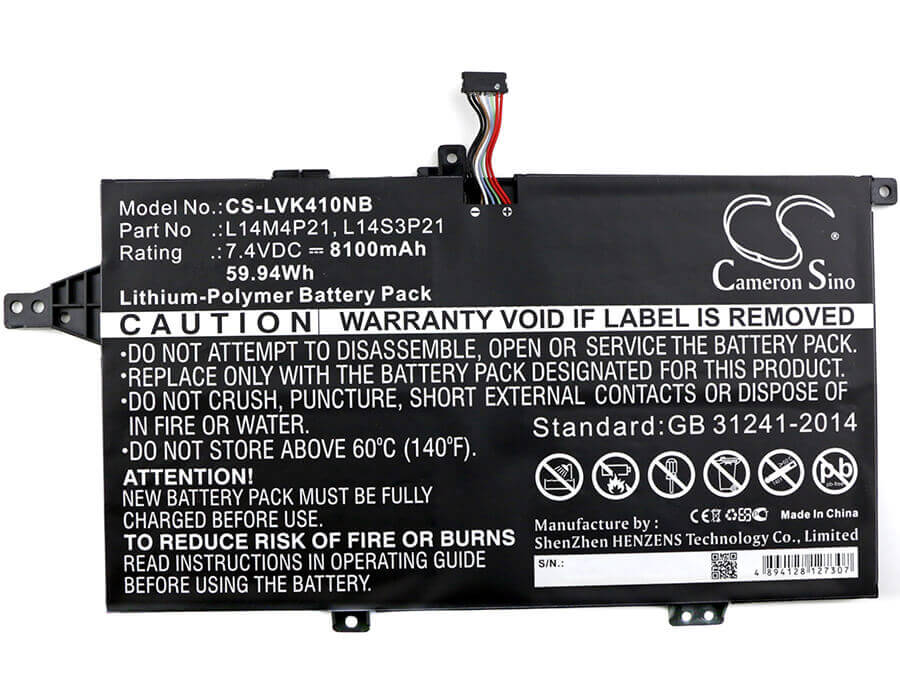 Batterie pour Lenovo, K41-70, M41-70, M41-70a-ith 7.4v, 8100mah - 59.94wh Batteries pour l'électronique Cameron Sino Technology Limited (Suspendu)
