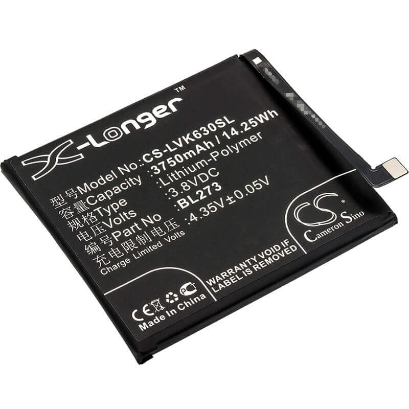 3.8V, Li-Polymer, 3750mAh, batterie de smartphone compatible avec Lenovo, Bl273, K6 Note, K6 Note Dual Sim, 14.25Wh Mobile, Smartphone Cameron Sino Technology Limited (Smartphone)
