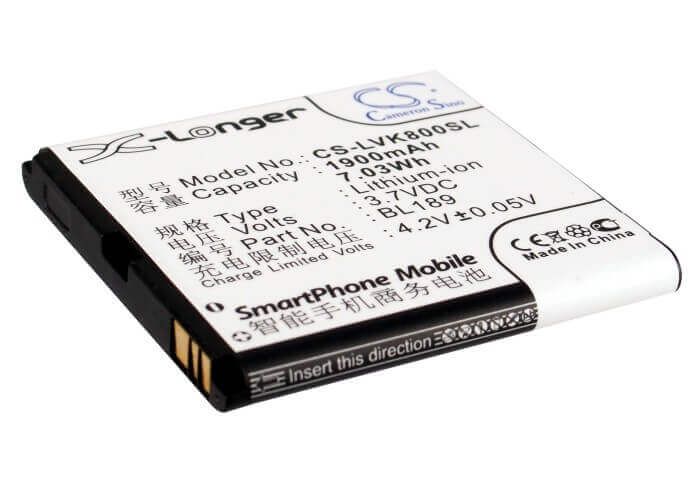 3,7V, Li-ion, 1900mAh, Batterie de smartphone compatible Lenovo, Bl189, K800, 7,03Wh Mobile, Smartphone Cameron Sino Technology Limited (Smartphone)