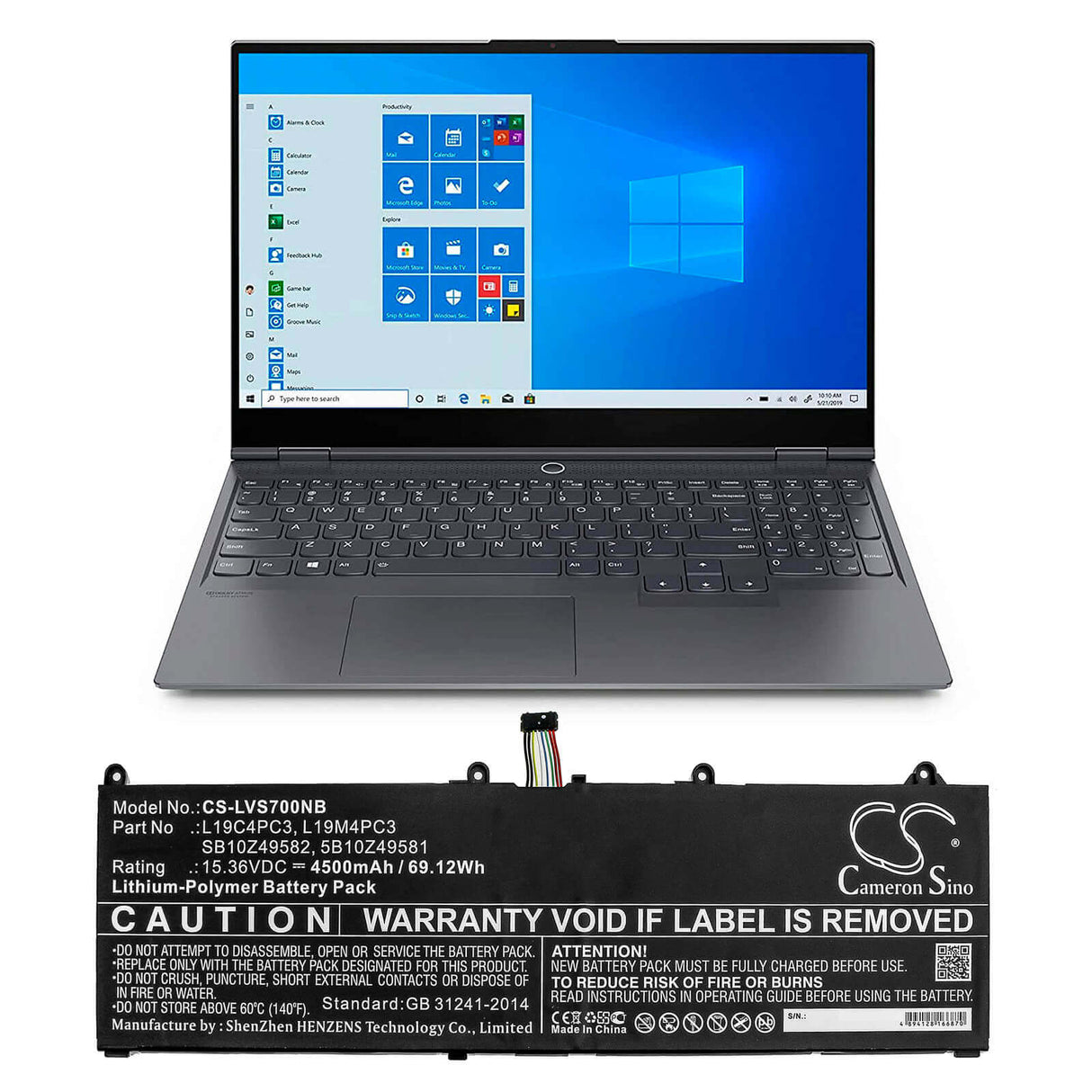 Battery For Lenovo, Legion R9000x, Legion S7, Legion S7 15imh5 15.36v, 4500mah - 69.12wh Notebook, Laptop Cameron Sino Technology Limited