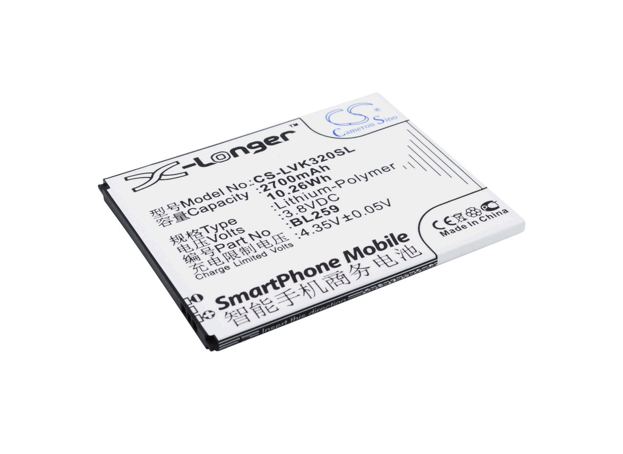 3,8V, Li-Polymère, 2700mAh, batterie de smartphone compatible avec Lenovo, Bl259, K32c36, Lemon 3, 10.26Wh Mobile, Smartphone Cameron Sino Technology Limited (Smartphone)