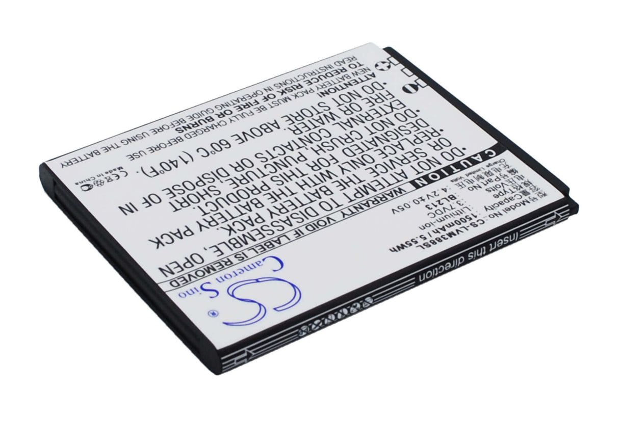 3.7V, Li-ion, 1500mAh, SmartPhone battery fits Lenovo, Bl213, Ma388, Ma388a, 5.55Wh Mobile, SmartPhone Cameron Sino Technology Limited (Suspended)