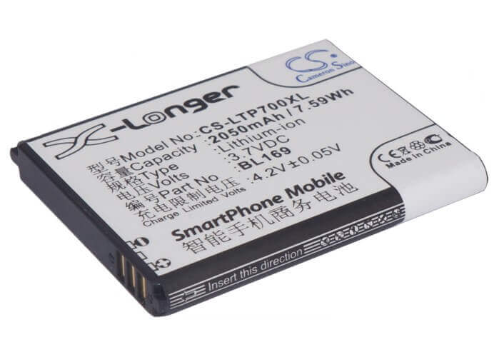 3,7V, Li-Polymer, 2050mAh, batterie de smartphone compatible Lenovo, Bl169, A789, P70, 7,59Wh Mobile, Smartphone Cameron Sino Technology Limited (Smartphone)