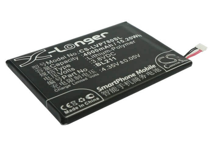 3,8V, Li-Polymère, 4000mAh, Mobile, batterie de smartphone convient à Lenovo, Bl211, P780, 15,2Wh Mobile, Smartphone Cameron Sino Technology Limited (Smartphone)