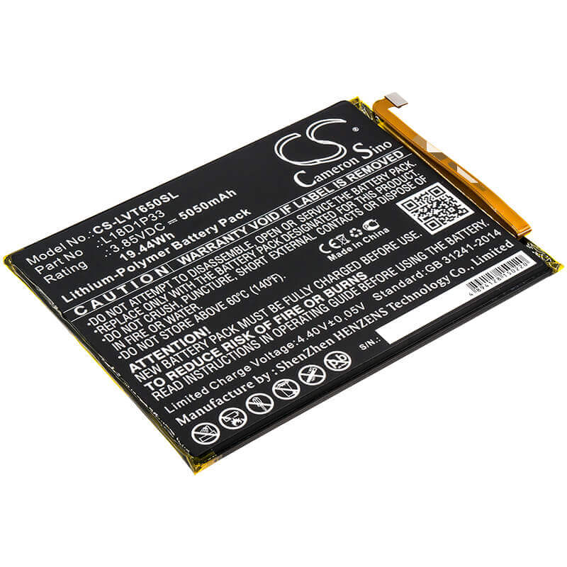 3.85V, Li-Polymer, 5050mAh, Tablet battery fits Lenovo, L18d1p33, Pb-6505m, Tab V7, 19.44Wh Tablet Cameron Sino Technology Limited