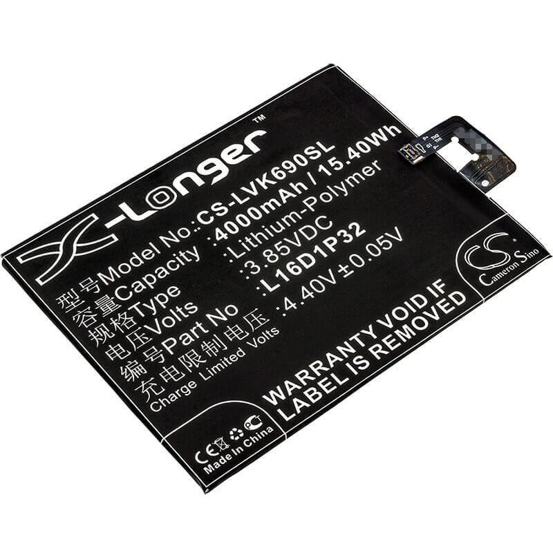 3.85V, Li-Polymer, 4000mAh, SmartPhone battery fits Lenovo, L16d1p32, Pb2-670n, Pb2-690n, 15.4Wh Mobile, SmartPhone Cameron Sino Technology Limited (Smartphone)