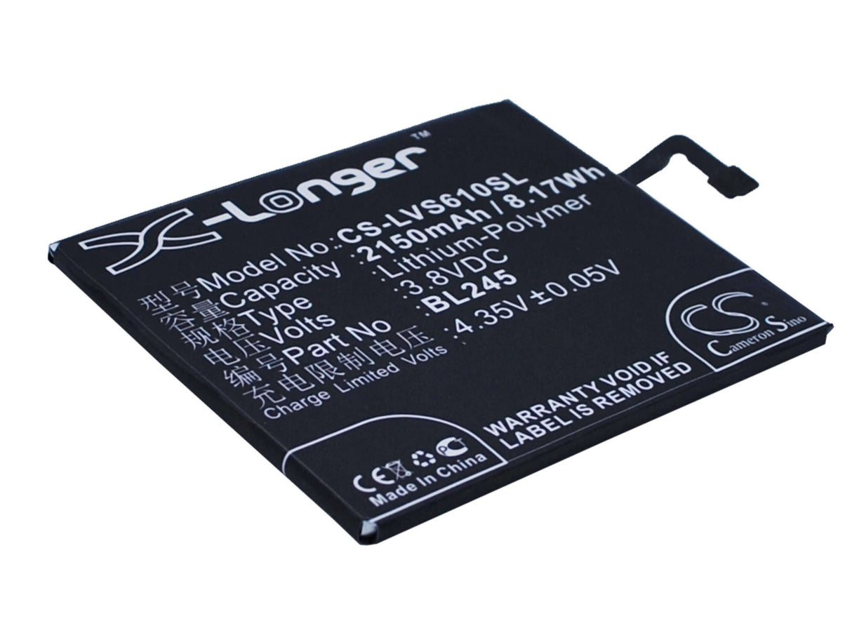 3.8V, Li-Polymer, 2150mAh, SmartPhone battery fits Lenovo, Bl245, S60, S60-t, 8.17Wh Mobile, SmartPhone Cameron Sino Technology Limited (Smartphone)
