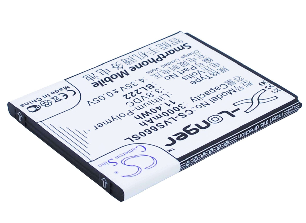 3.8V, Li-Polymer, 3000mAh, SmartPhone battery fits Lenovo, Bl222, S660, S668t, 11.4Wh Mobile, SmartPhone Cameron Sino Technology Limited (Smartphone)