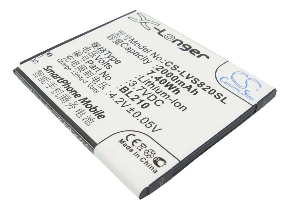 3.7V, Li-ion, 2000mAh, SmartPhone battery fits Lenovo, Bl210, A656, A658t, 7.4Wh Mobile, SmartPhone Cameron Sino Technology Limited (Smartphone)