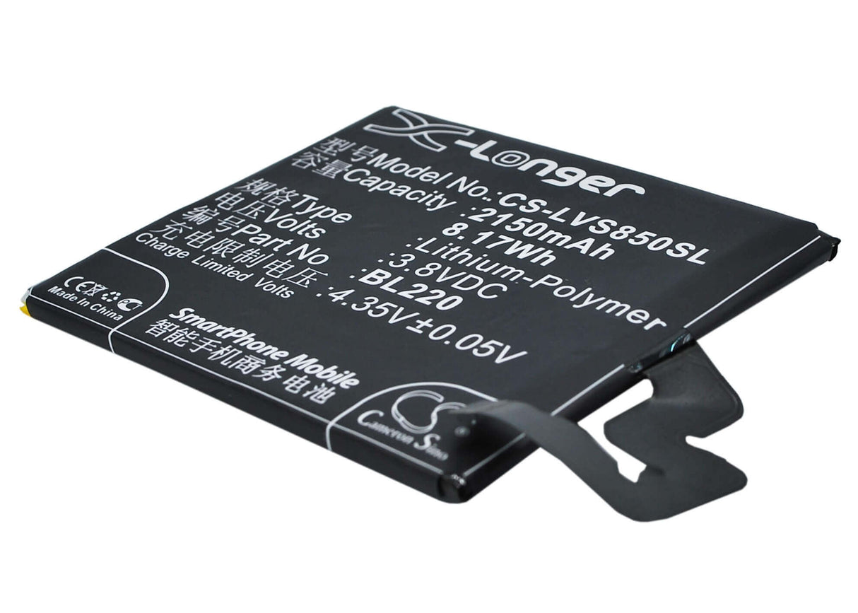 3,8V, Li-Polymer, 2150mAh, batterie de smartphone compatible avec Lenovo, Bl220, S850, S850t, 8,17Wh Mobile, Smartphone Cameron Sino Technology Limited (Smartphone)