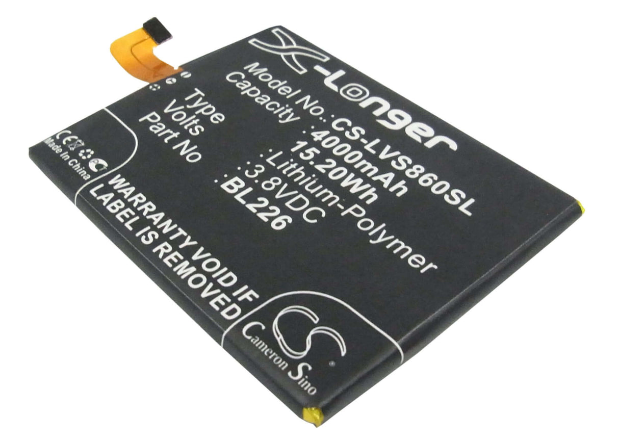 3.8V, Li-Polymer, 4000mAh, SmartPhone battery fits Lenovo, Bl226, S860, 15.2Wh Mobile, SmartPhone Cameron Sino Technology Limited (Suspended)