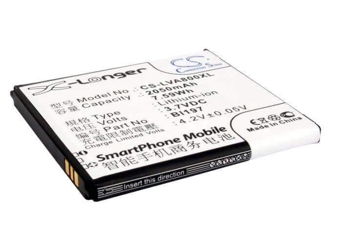 3.7V, Li-ion, 2050mAh, SmartPhone battery fits Lenovo, Bl197, A798t, A800, 7.59Wh Mobile, SmartPhone Cameron Sino Technology Limited (Smartphone)