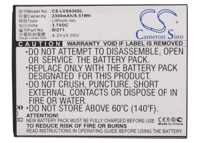 3.7V, Li-ion, 2300mAh, SmartPhone battery fits Lenovo, Bl217, S930, S938t, 8.51Wh Mobile, SmartPhone Cameron Sino Technology Limited (Smartphone)