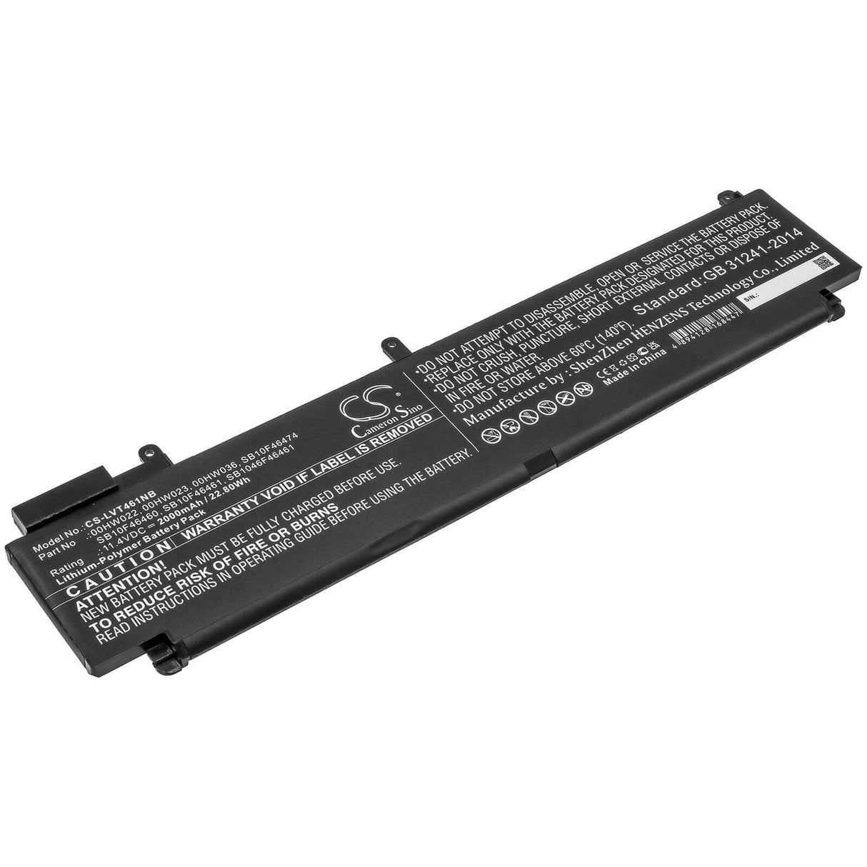 Notebook battery For Lenovo, T460s-2mcd, T460s-2ncd, T460s-2pcd 11.4v, 2000mah - 22.80wh Notebook, Laptop Cameron Sino Technology Limited