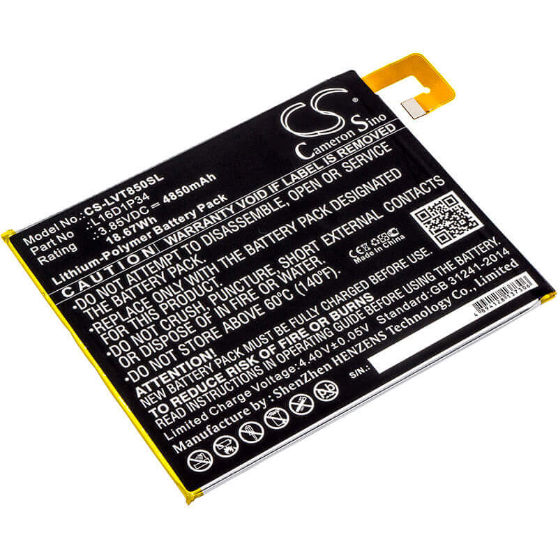 3.85V, Li-Polymer, 4850mAh, Tablet battery fits Lenovo, L16d1p34, Tab 4, Tab4, 18.67Wh Tablet Cameron Sino Technology Limited