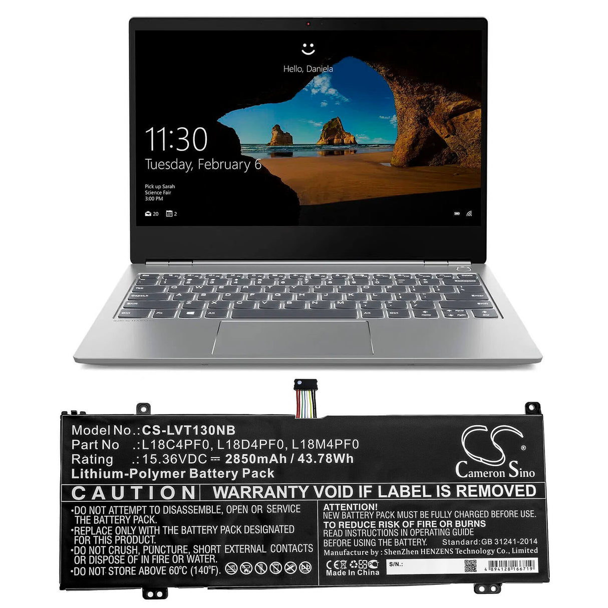 Batterie pour Lenovo, Thinkbook 13s, Thinkbook 13s-20r9005fsb, Thinkbook 13s-20r9005gsb 15.36v, 2850mah - 43.78wh Notebook, Laptop Cameron Sino Technology Limited