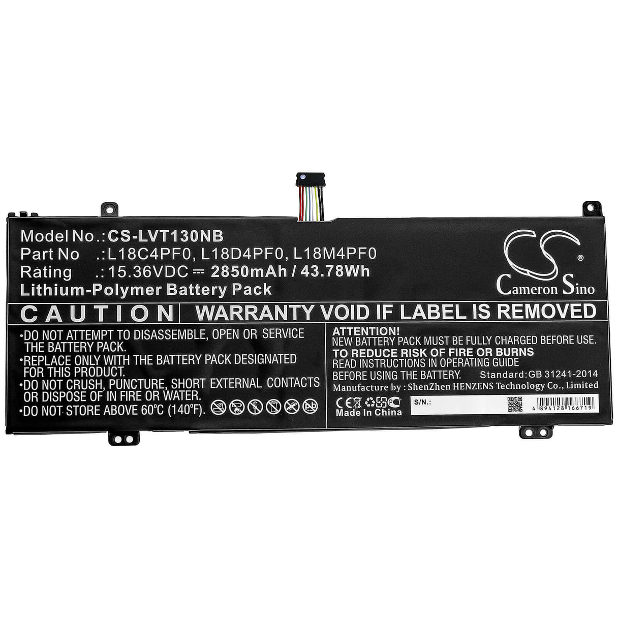 Batterie pour Lenovo, Thinkbook 13s, Thinkbook 13s-20r9005fsb, Thinkbook 13s-20r9005gsb 15.36v, 2850mah - 43.78wh Notebook, Laptop Cameron Sino Technology Limited