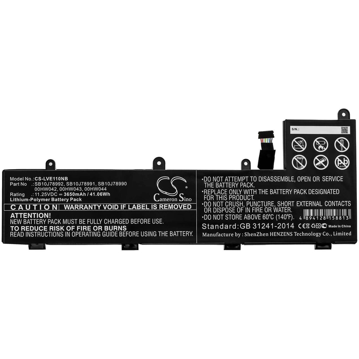 Battery For Lenovo, Thinkpad 11e Chromebook, Thinkpad 11e Yoga, Thinkpad Yoga 11e 11.25v, 3650mah - 41.06wh Notebook, Laptop Cameron Sino Technology Limited