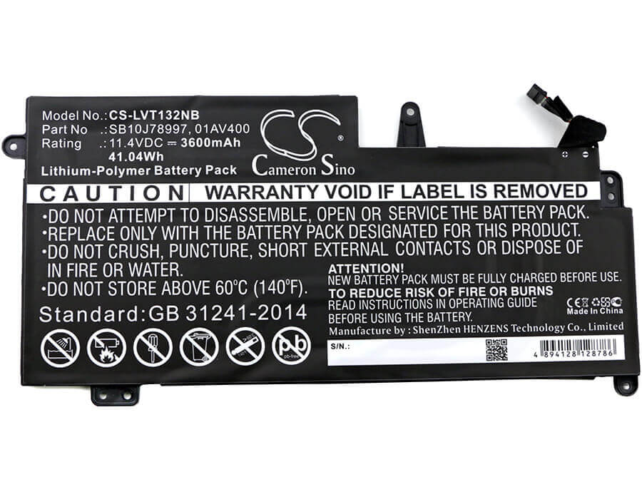 Battery For Lenovo, Thinkpad 13 20gl0000us 11.4v, 3600mah - 41.04wh Notebook, Laptop Cameron Sino Technology Limited