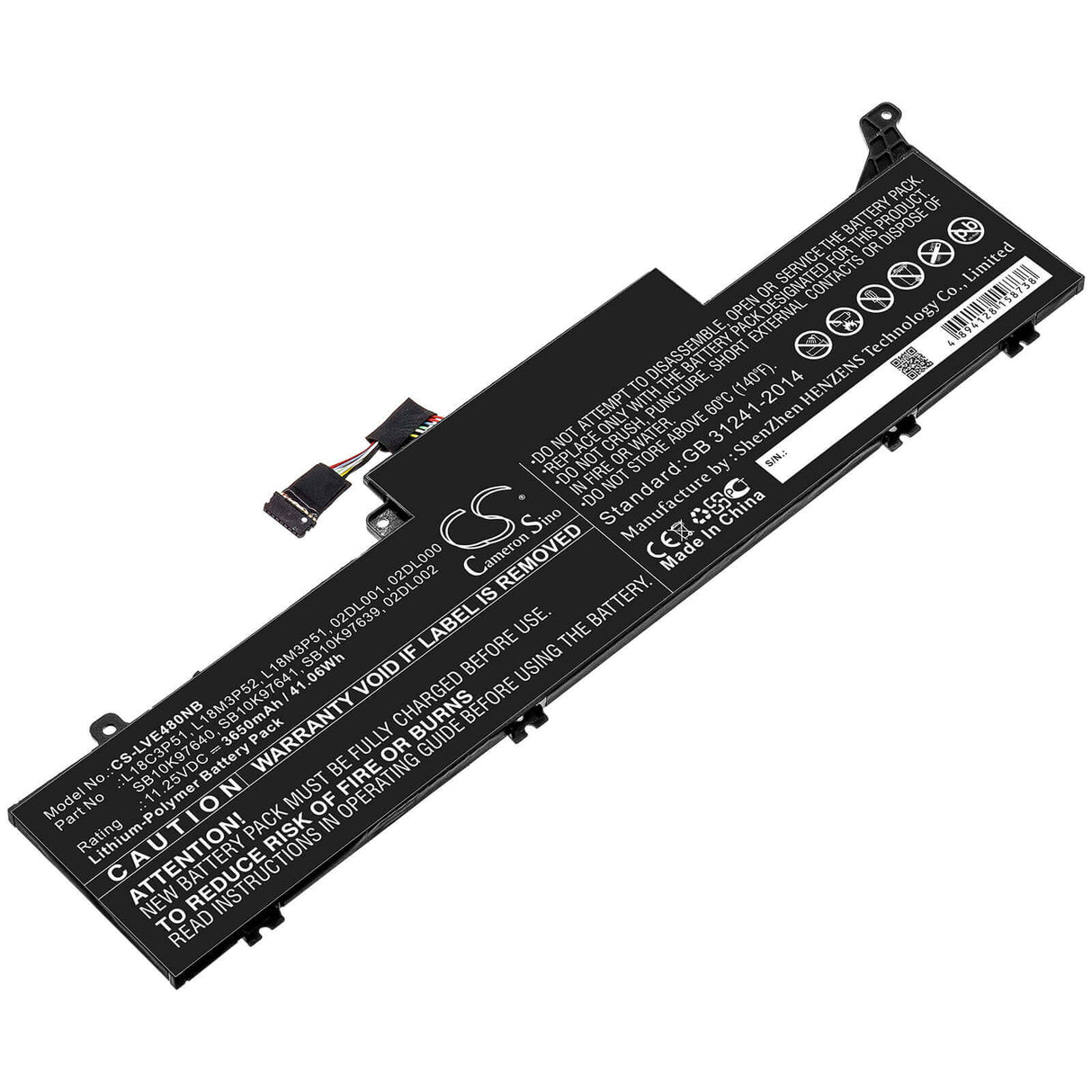Battery For Lenovo, Thinkpad E480s, Thinkpad E490s 11.25v, 3650mah - 41.06wh Notebook, Laptop Cameron Sino Technology Limited