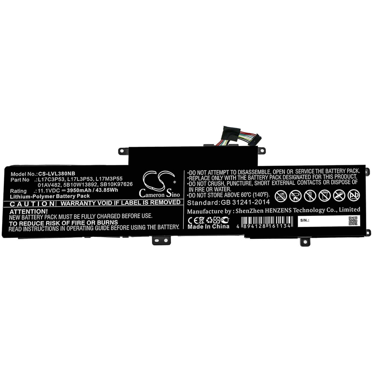 Battery For Lenovo, Thinkpad L380, Thinkpad S2 Yoga 2018 11.1v, 3950mah - 43.85wh Notebook, Laptop Cameron Sino Technology Limited