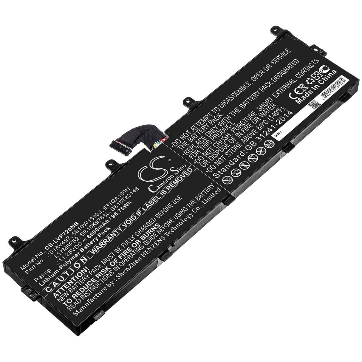 Battery For Lenovo, Thinkpad P72, Thinkpad P72 (20mb/20mc), Thinkpad P72 (20mb0000ge) 11.25v, 8600mah - 96.75wh Notebook, Laptop Cameron Sino Technology Limited