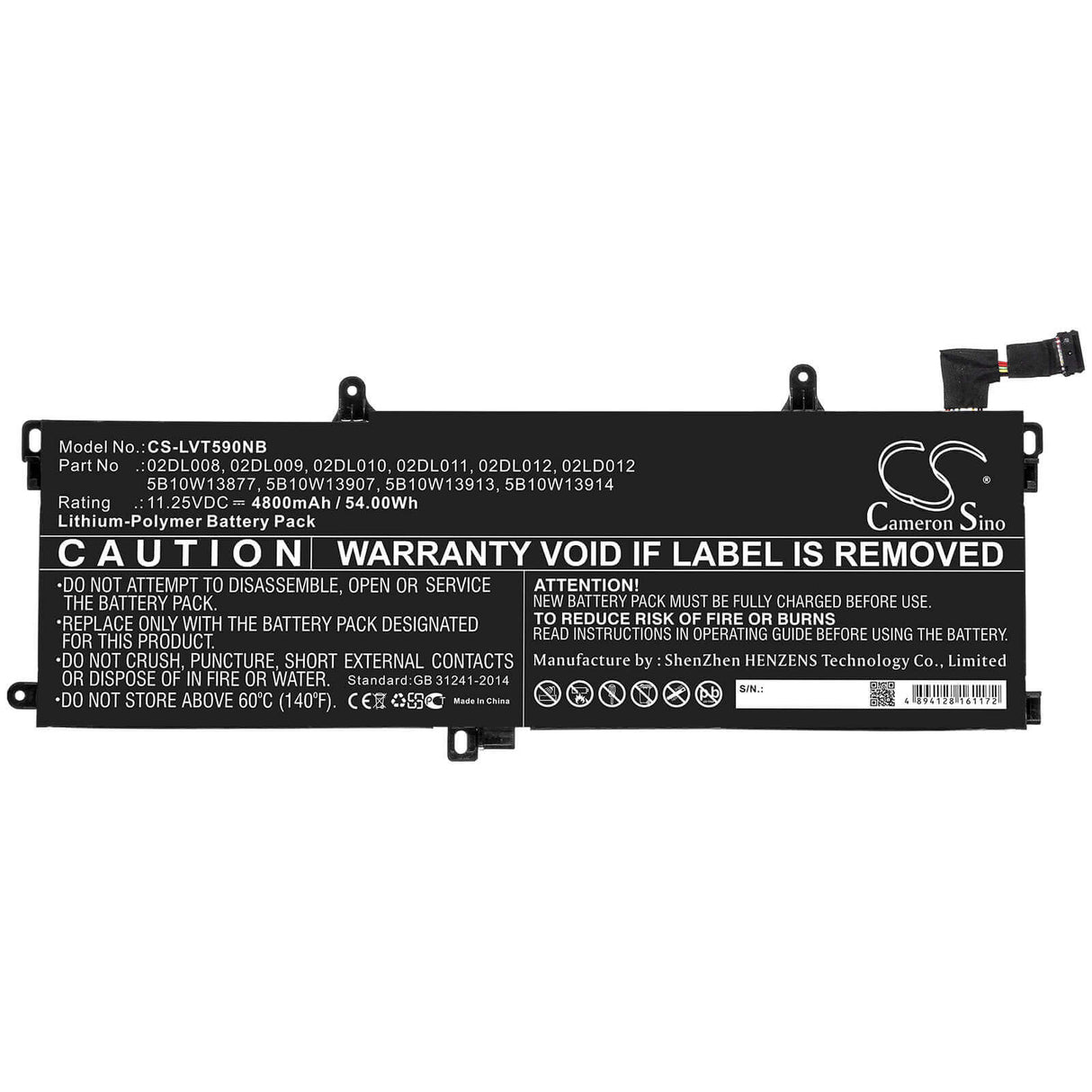 Battery For Lenovo, Thinkpad T15, Thinkpad T15 Gen 1, Thinkpad T15 Gen1-20s7s02u00 11.25v, 4800mah - 54.00wh Notebook, Laptop Cameron Sino Technology Limited