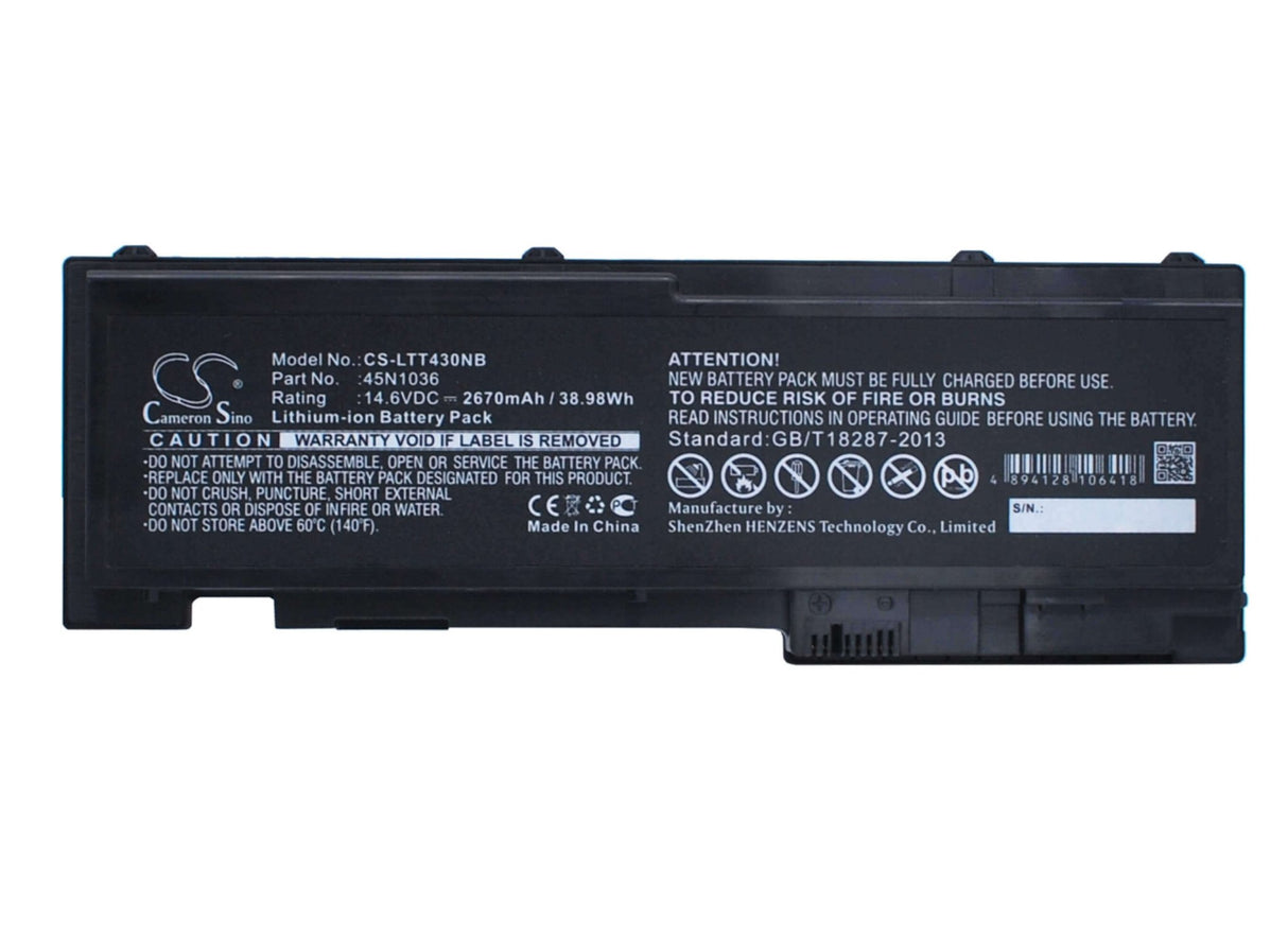 Battery For Lenovo, Thinkpad T430s, Thinkpad T430si 14.6v, 2670mah - 38.98wh Batteries for Electronics Cameron Sino Technology Limited (Suspended)
