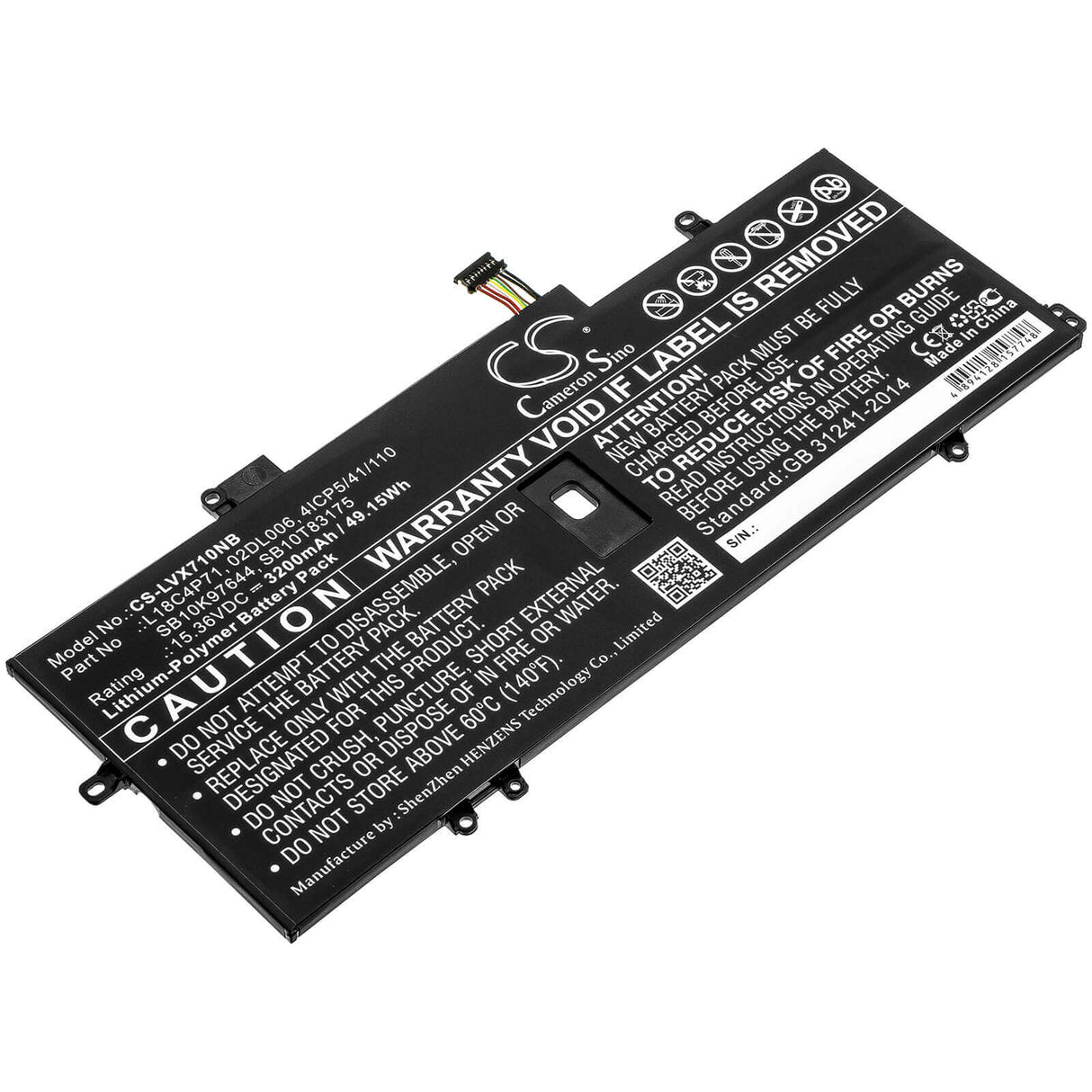 Battery For Lenovo, Thinkpad X1 Carbon 2019, Thinkpad X1 Carbon 7th 15.36v, 3200mah - 49.15wh Notebook, Laptop Cameron Sino Technology Limited
