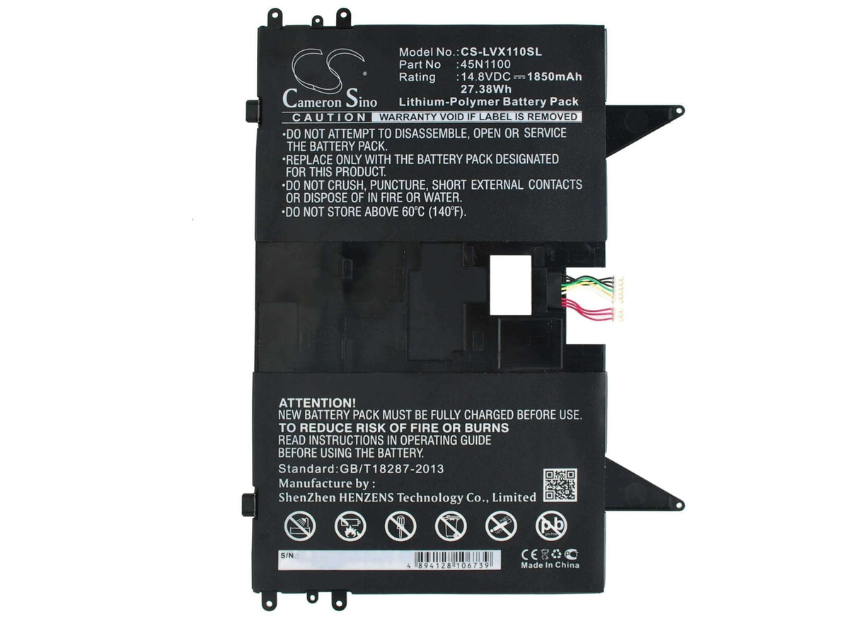 Battery For Lenovo Thinkpad X1 Helix Tablet Pc 14.8v, 1850mah - 27.38wh Tablet Cameron Sino Technology Limited (Suspended)