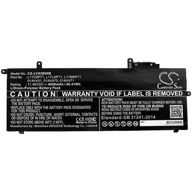 Notebook battery For Lenovo, Thinkpad X280, Thinkpad X280 Ahk, 11.46v, 4050mah - 46.41wh Notebook, Laptop Cameron Sino Technology Limited