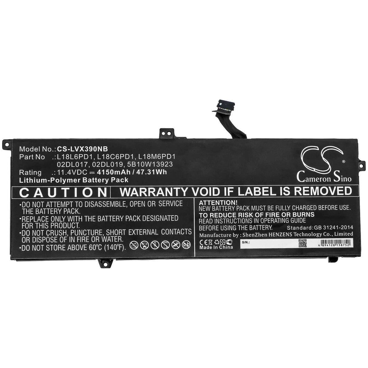 Battery For Lenovo, Thinkpad X390, Thinkpad X390 20q00039cd, Thinkpad X390 20q0a000cd 11.4v, 4150mah - 47.31wh Notebook, Laptop Cameron Sino Technology Limited