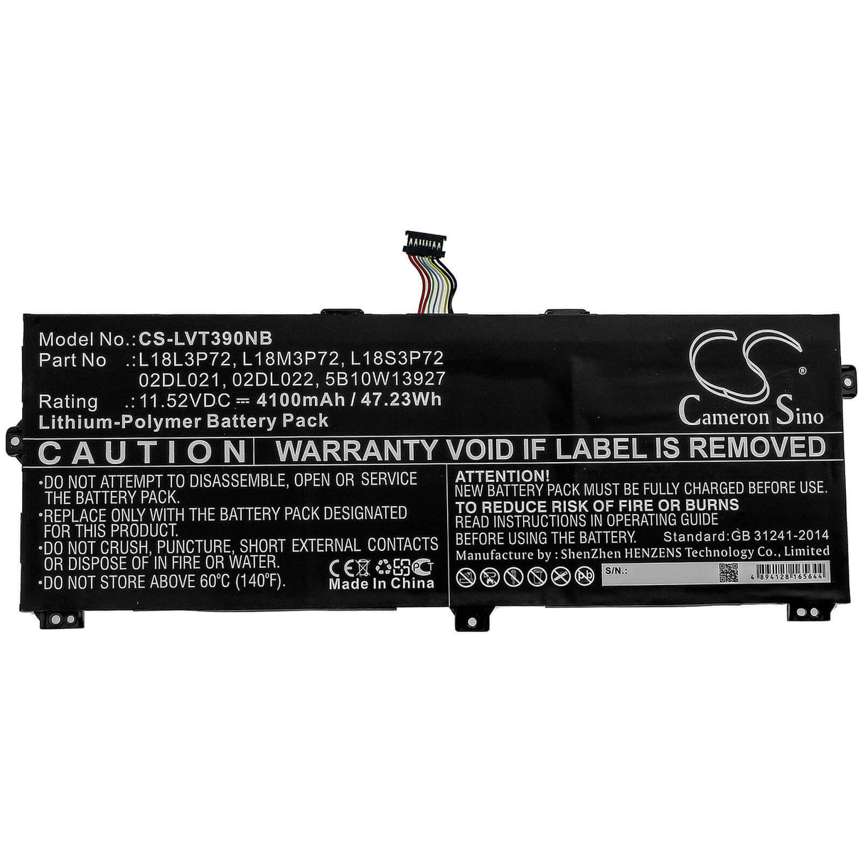 Battery For Lenovo, Thinkpad X390 Yoga, Thinkpad X390 Yoga(20nna005cd) 11.52v, 4100mah - 47.23wh Notebook, Laptop Cameron Sino Technology Limited