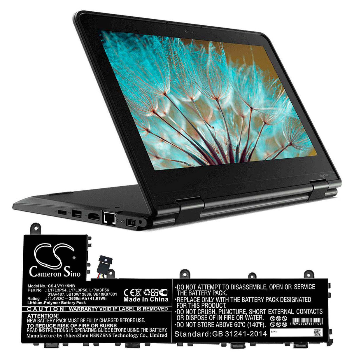 Battery For Lenovo, Thinkpad Yoga 11e 5th Gen, Yoga 11e 5th 11.1v, 3650mah - 40.52wh Notebook, Laptop Cameron Sino Technology Limited