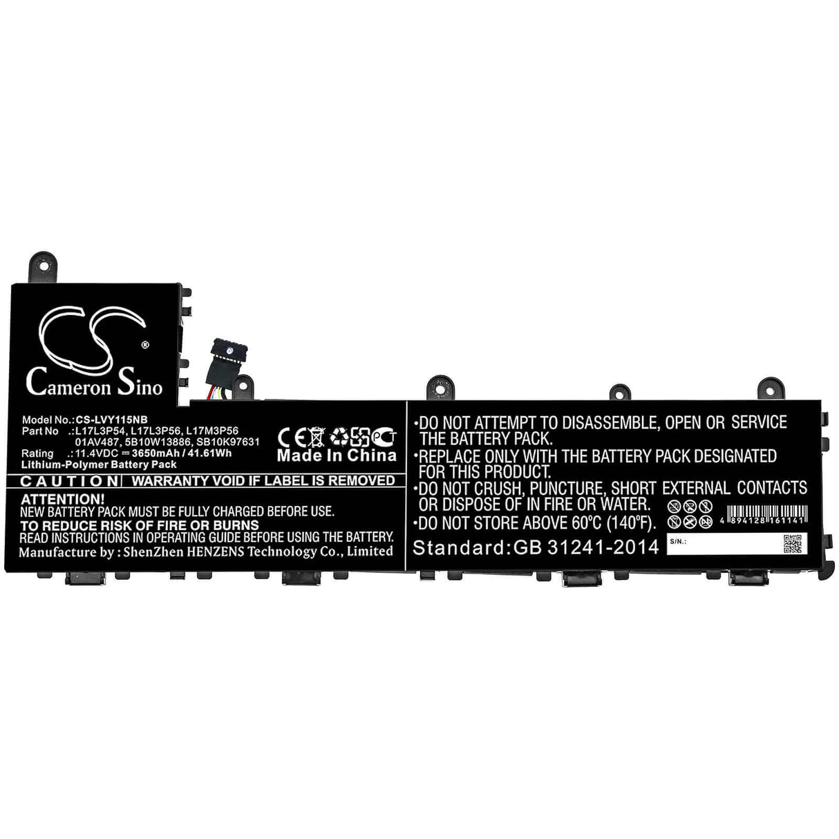 Battery For Lenovo, Thinkpad Yoga 11e 5th Gen, Yoga 11e 5th 11.1v, 3650mah - 40.52wh Notebook, Laptop Cameron Sino Technology Limited