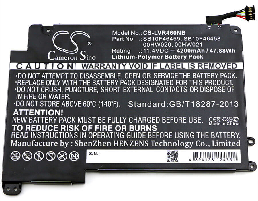 Battery For Lenovo, Thinkpad Yoga 460 11.4v, 4200mah - 47.88wh Notebook, Laptop Cameron Sino Technology Limited
