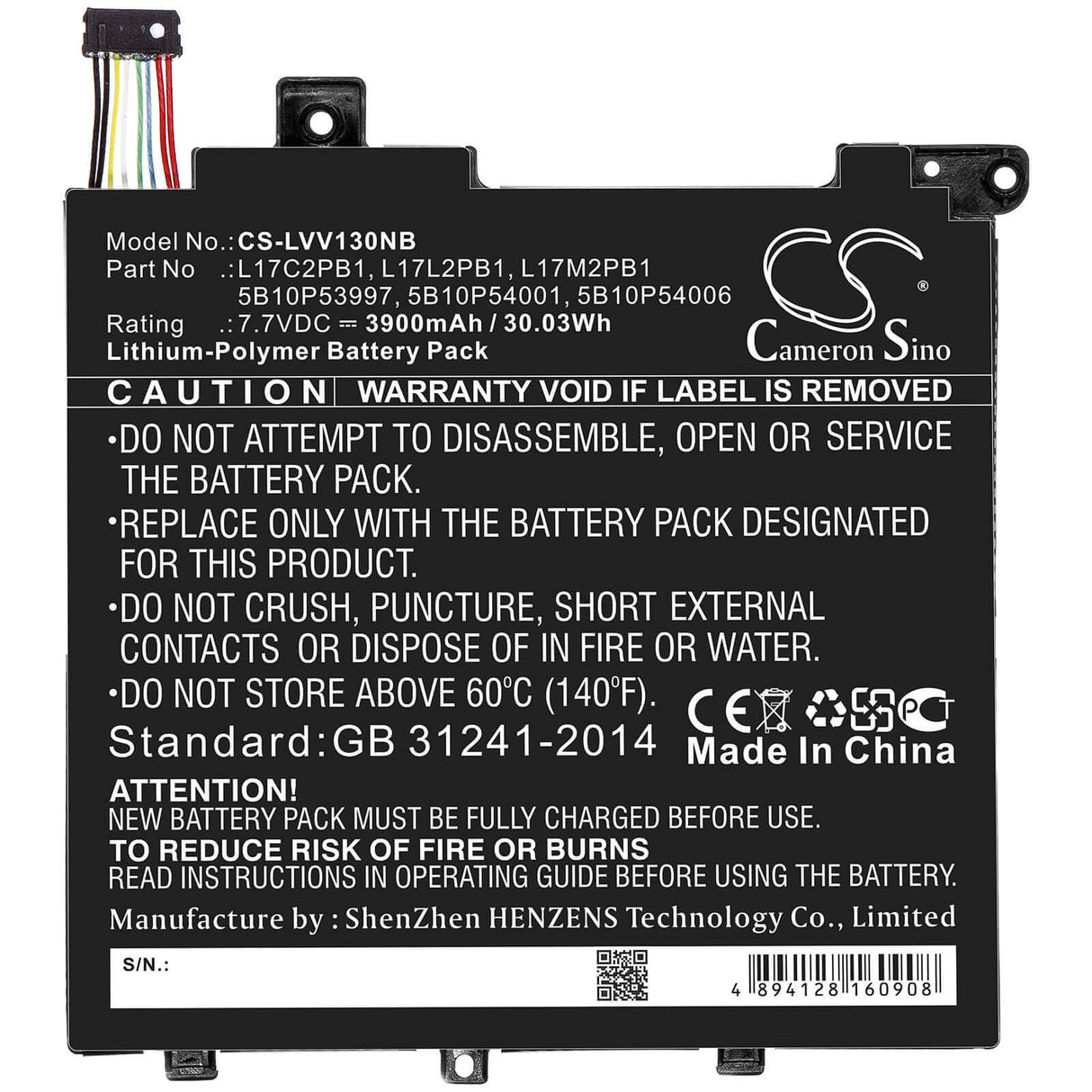 Battery For Lenovo, V130-14igm 81hm, V130-14igm-81hm009nge, V130-14ikb-81hq 7.7v, 3900mah - 30.03wh Notebook, Laptop Cameron Sino Technology Limited