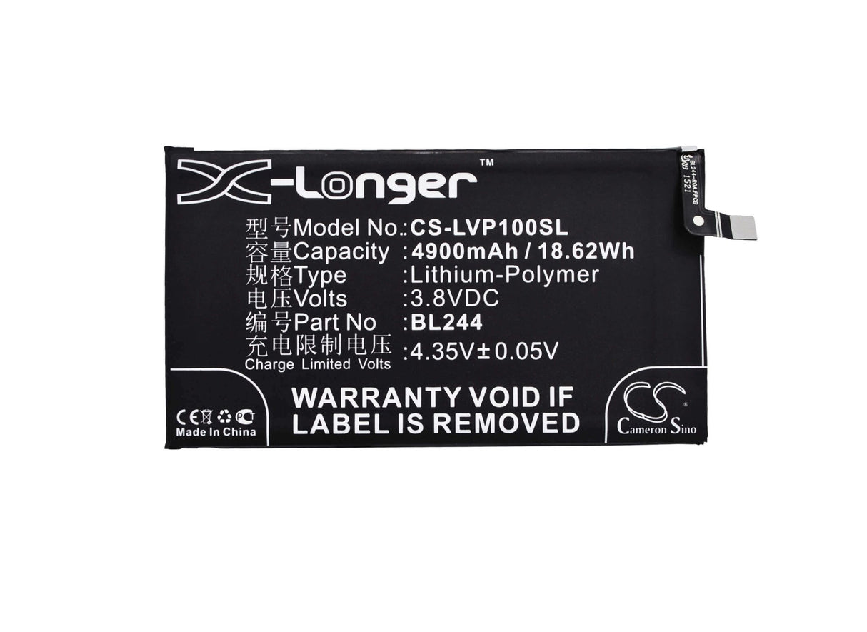 3.8V, Li-Polymer, 4900mAh, SmartPhone battery fits Lenovo, Bl244, P1 Turbo, P1c58, 18.62Wh Mobile, SmartPhone Cameron Sino Technology Limited (Smartphone)