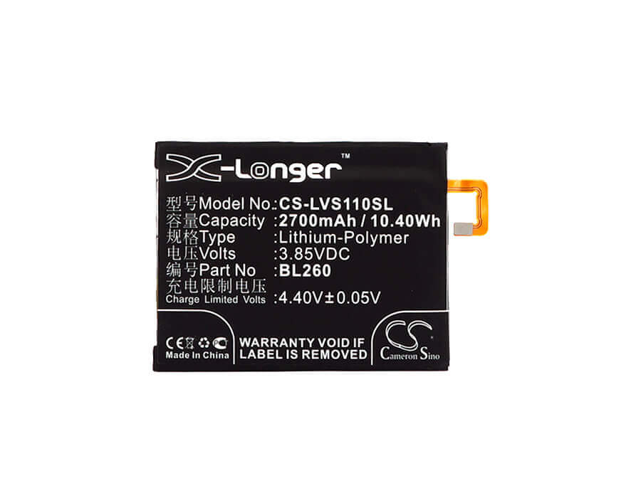Batterie pour Lenovo Vibe S1 Lite 3.85v, 2700mah - 8.88wh Batteries pour l'électronique Cameron Sino Technology Limited (Suspendu)