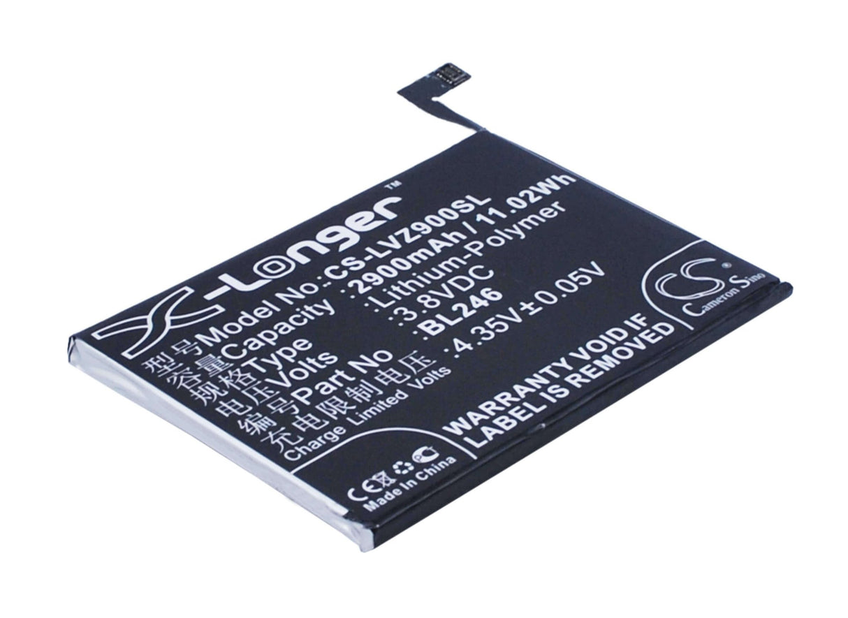 3.8V, Li-Polymer, 2900mAh, SmartPhone battery fits Lenovo, Bl246, Vibe Max Z90, Vibe Max Z90-3, 11.02Wh Mobile, SmartPhone Cameron Sino Technology Limited (Smartphone)
