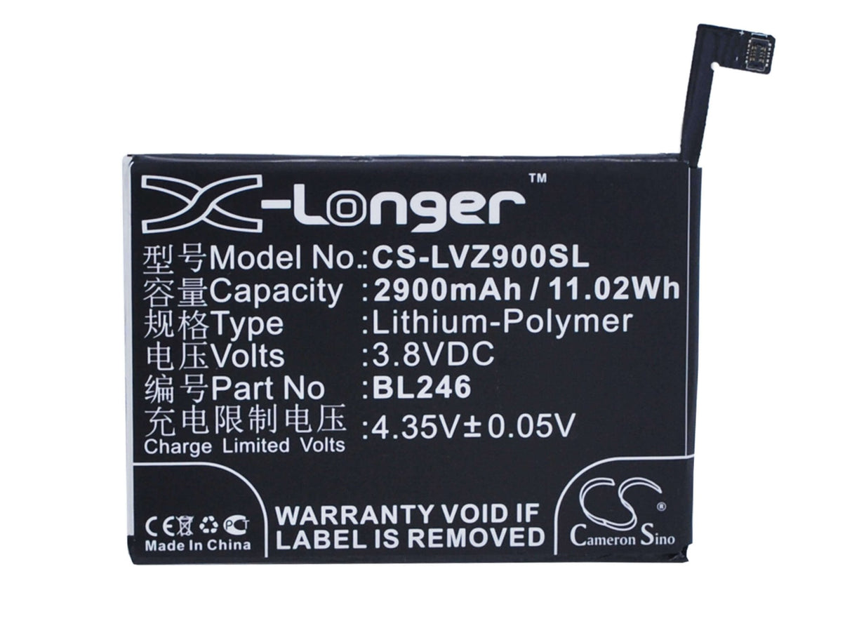 3.8V, Li-Polymer, 2900mAh, SmartPhone battery fits Lenovo, Bl246, Vibe Max Z90, Vibe Max Z90-3, 11.02Wh Mobile, SmartPhone Cameron Sino Technology Limited (Smartphone)