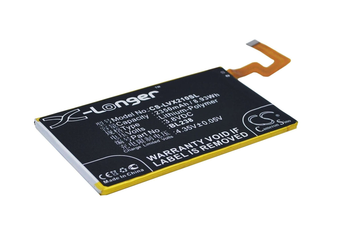 3.8V, Li-Polymer, 2350mAh, SmartPhone battery fits Lenovo, Bl238, Vibe X2pt5, 8.93Wh Mobile, SmartPhone Cameron Sino Technology Limited (Suspended)