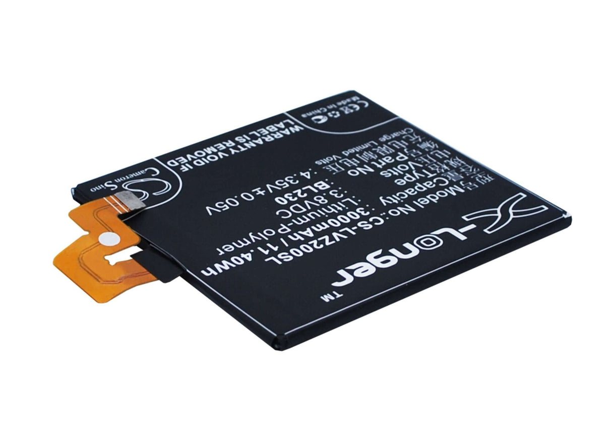 3.8V, Li-Polymer, 3000mAh, SmartPhone battery fits Lenovo, Bl230, Vibe Z2, Vibe Z2t, 11.4Wh Mobile, SmartPhone Cameron Sino Technology Limited (Smartphone)
