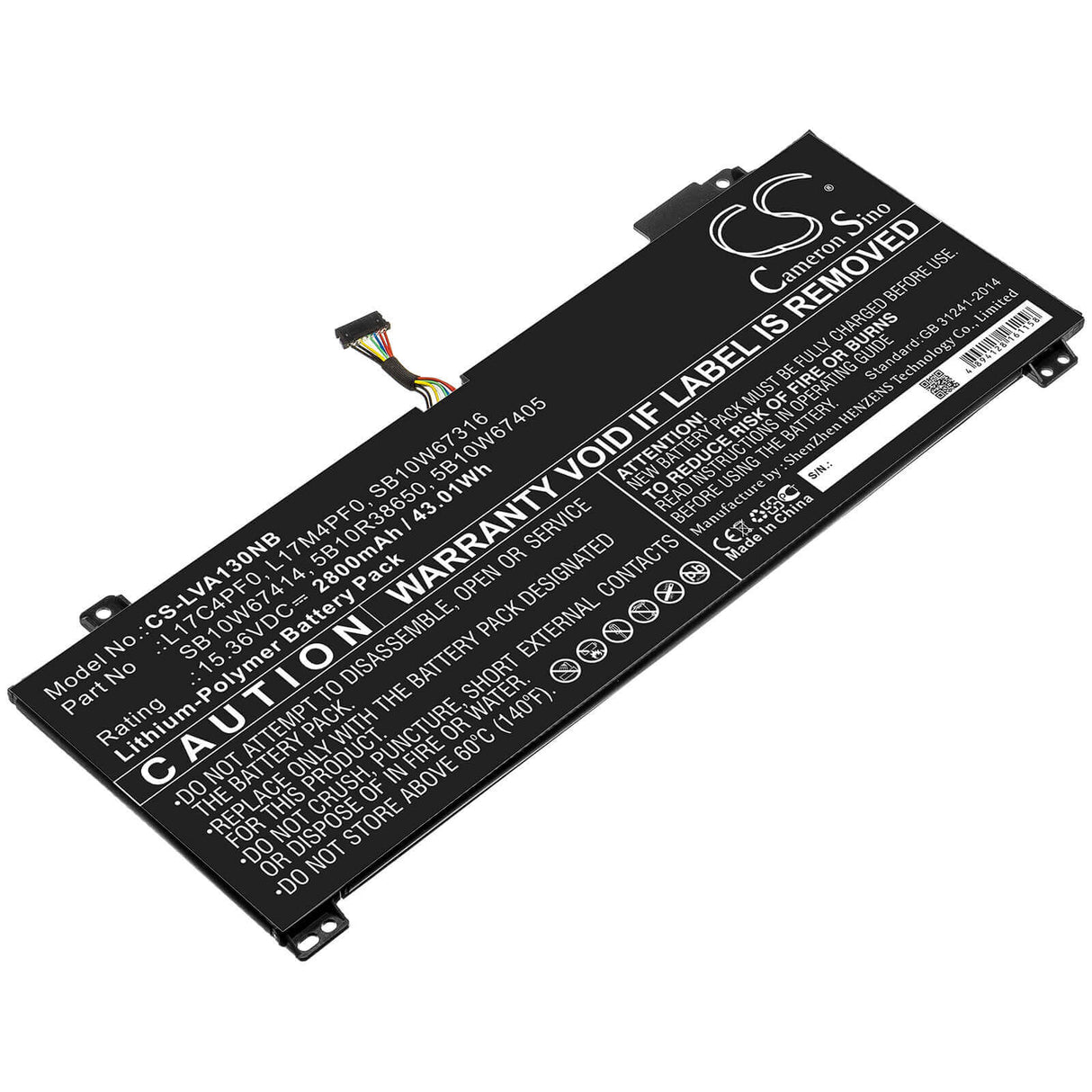 Battery For Lenovo, Xiaoxin Air 13, Xiaoxin Air 13iwl 15.36v, 2800mah - 43.01wh Notebook, Laptop Cameron Sino Technology Limited
