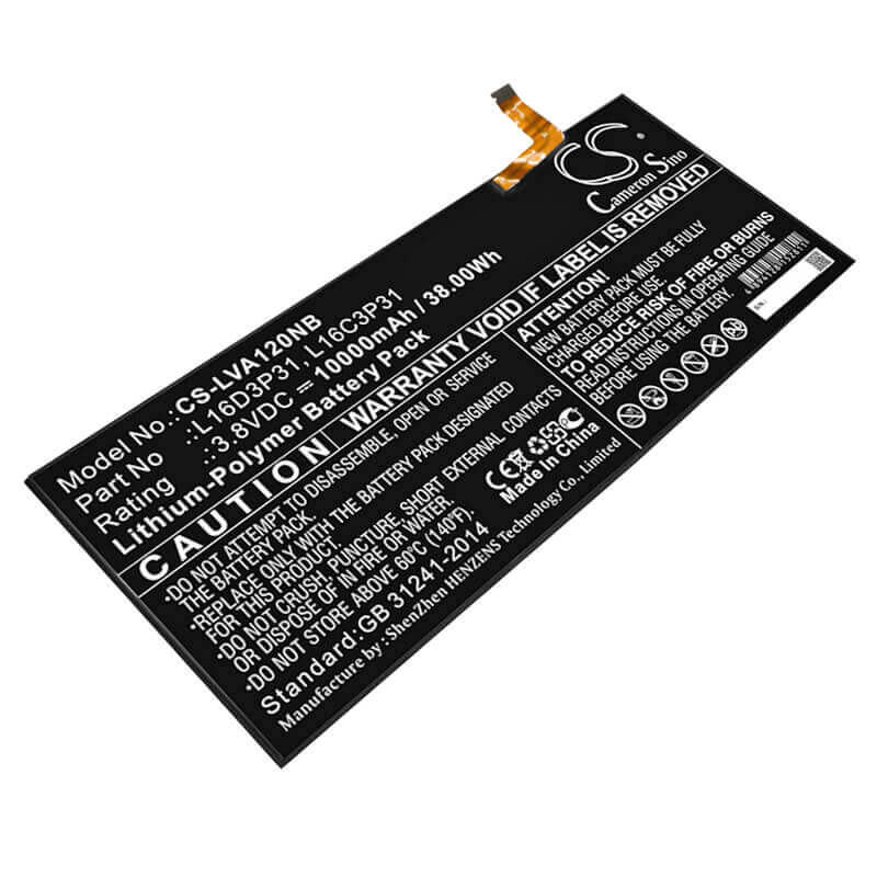 Batterie pour Lenovo, Yb-q501f Za1y0061us, Yoga A12 3.8v, 10000mah - 38.00wh Notebook, Laptop Cameron Sino Technology Limited